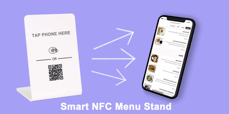 Specialfremstillet NFC-stander til digitale kort vist til større ordreleverancer.