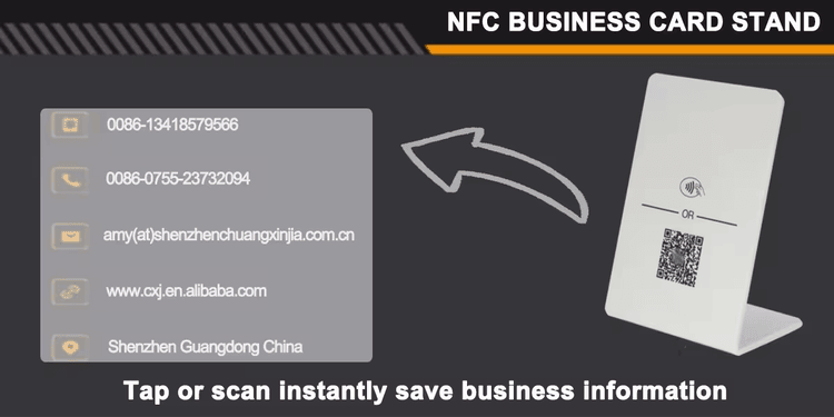 Specialfremstillet NFC-stander til digitale kort med detailemballage til NFC-anvendelser.