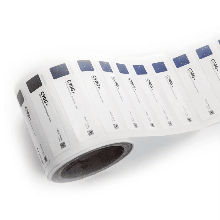 Trykt RFID billet-rulle med serienummerdesign på papirmateriale til kontrolleret distribution og hurtig adgangskontrol.