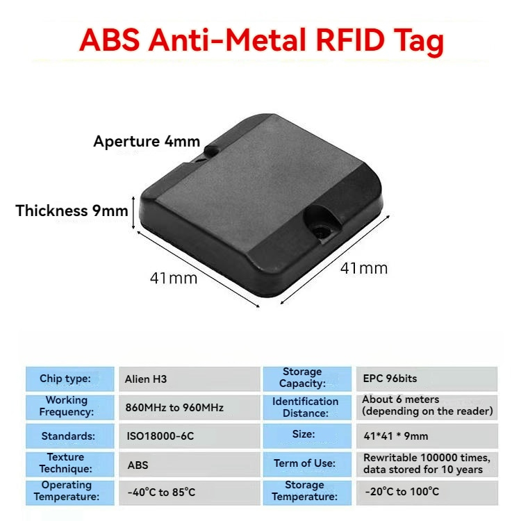 ABS RFID-tags til metal til fabrikkers MRO-aktiver vist med fokus på chipdetalje til projekter inden for ABS RFID-tags til metal.