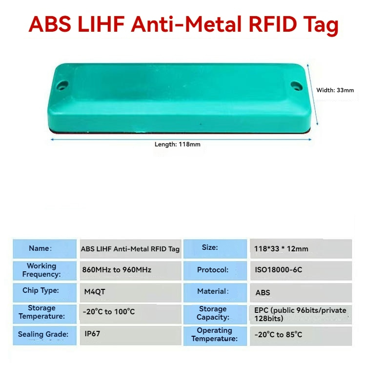 Billede af ABS RFID-tags til metaloverflader til fabriksaktiver med fokus på containersporing til ABS RFID-tags til metaloverflader anvendelser.