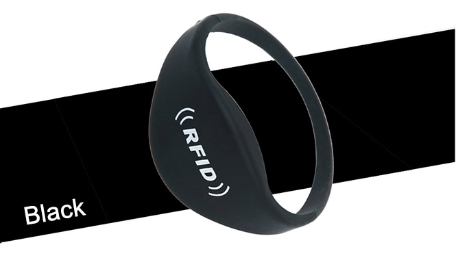 Sort farvemulighed for G03B silikone RFID-armbånd med diskret udtryk til kontantløs betaling på håndleddet.