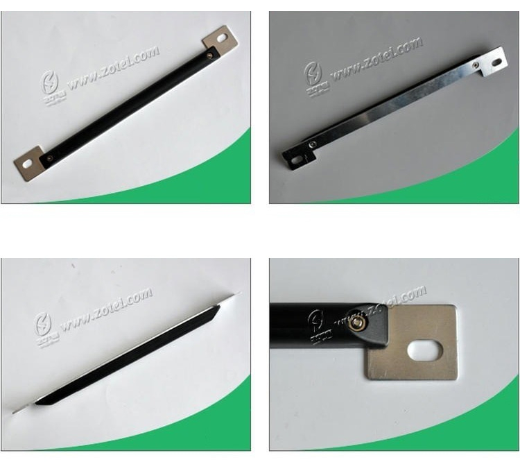 Billedkollage viser RFID-tag til metaloverflader fra flere vinkler med forside, bagside og monteringsdetaljer.