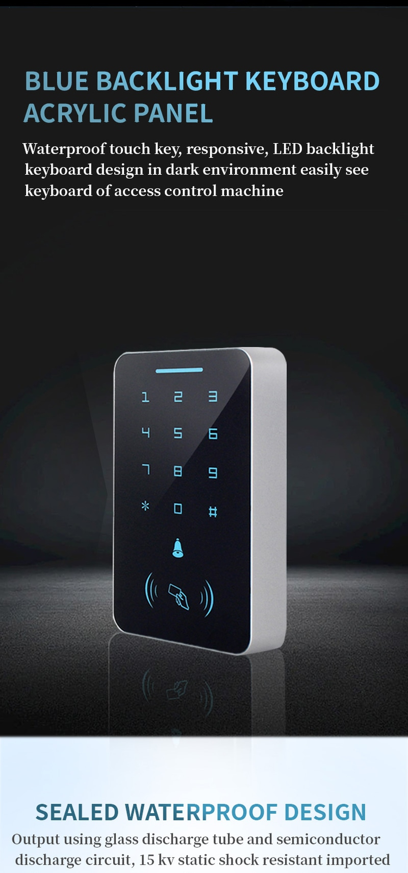 Illustration af 13,56MHz NFC-kortidentifikation med ZY-SM615 standalone dørsystem.